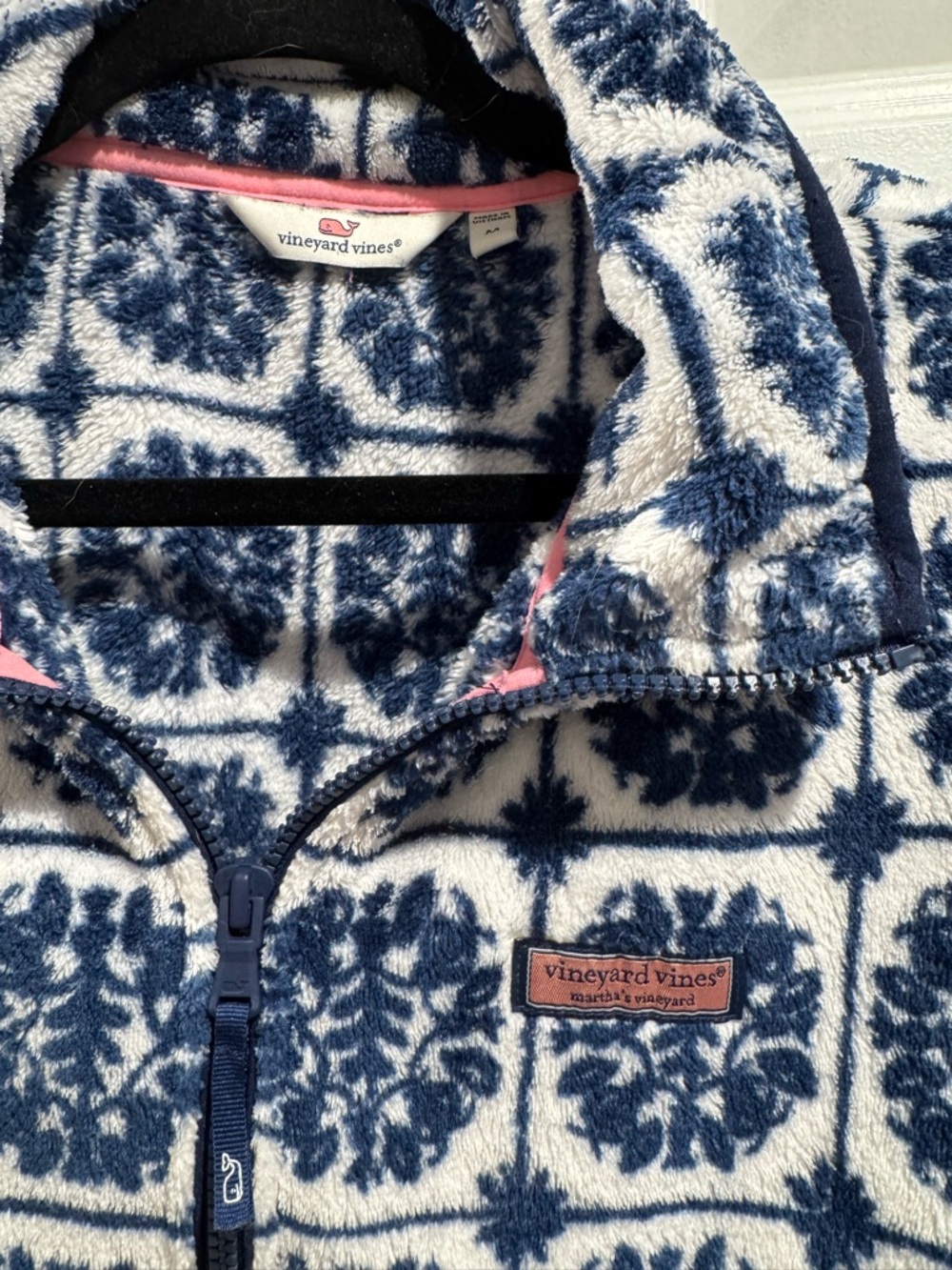 Vineyard Vines Navy & White Patterned Fleece Jacket - Picture 2 of 5